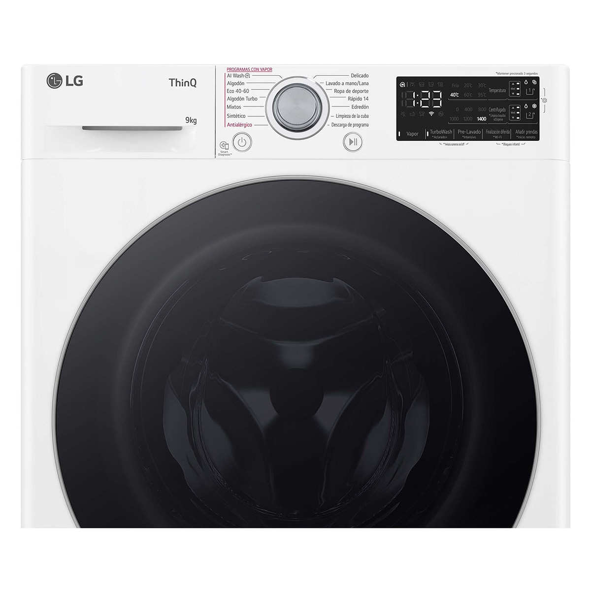 Lavadora LG 9 kg / 1400 rpm, inteligente AI Direct Drive. Vapor, Autodosificación - F4WR5509A1W Blanco-13