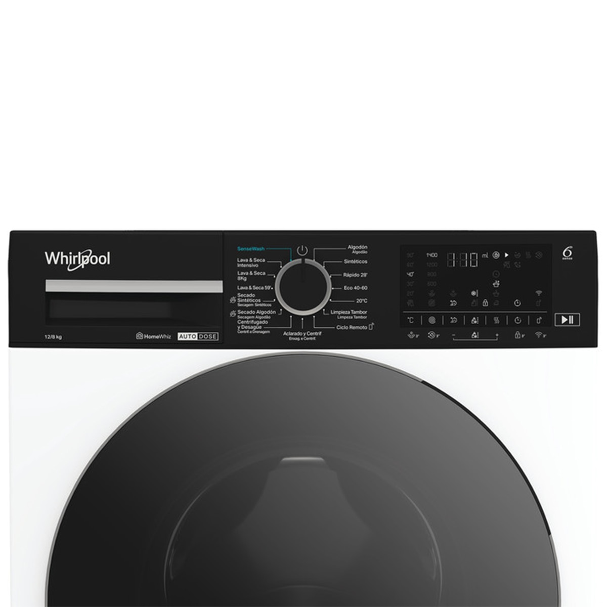 Imagen 7 de Lavadora secadora Whirpool 12 Kg / 1.400 rpm con autodosificación - WPD 2836W ADS S - Negro Negro