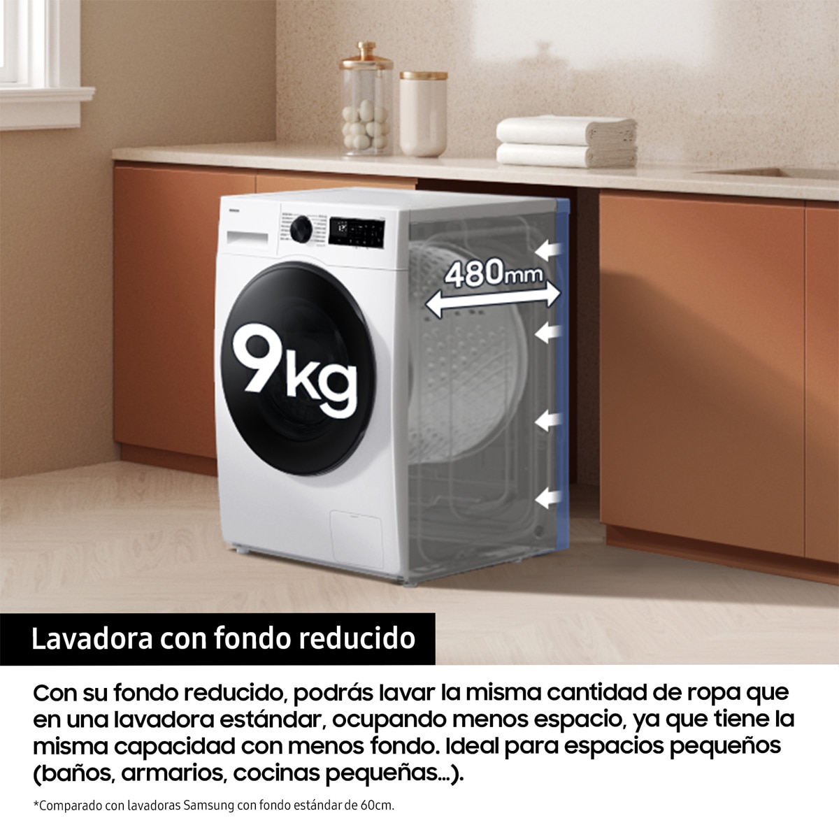 Lavadora con Fondo Reducido Samsung 9kg/1.400 rpm AI EcoBubble™ Clase A Blanca - WW90DG5G34AEEC Blanco-4
