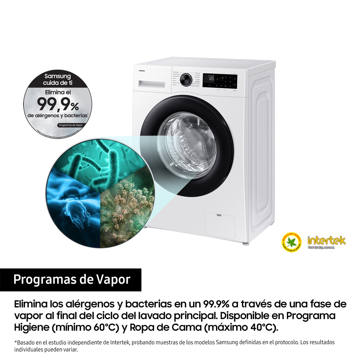 Lavadora con Fondo Reducido Samsung 9kg/1.400 rpm AI EcoBubble™ Clase A Blanca - WW90DG5G34AEEC Blanco-7