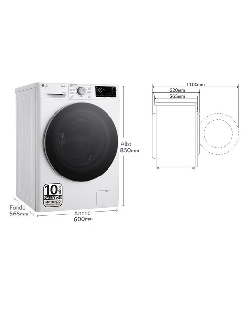 Lavadora secadora LG 9 kg / 1.400 rpm - F4DR5509A1W - Blanco Blanco-3