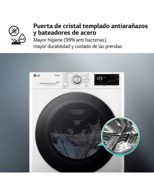 Lavadora secadora LG 9 kg / 1.400 rpm - F4DR5509A1W - Blanco Blanco-8