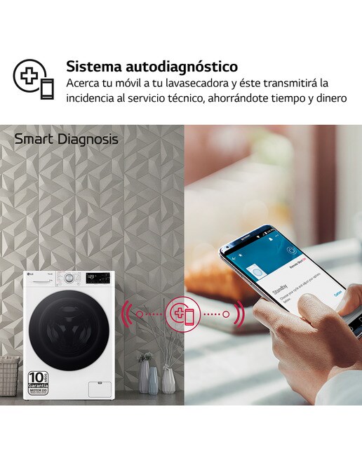 Lavadora secadora LG 9 kg / 1.400 rpm - F4DR5509A1W - Blanco Blanco-9