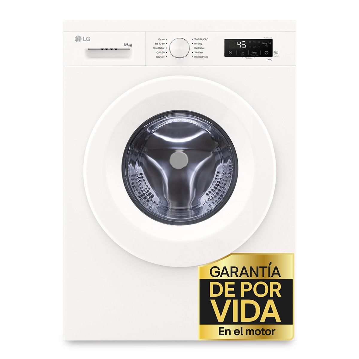 Imagen 0 de Lavadora secadora LG 8 kg / 1.400 rpm  - W4X1085NWH