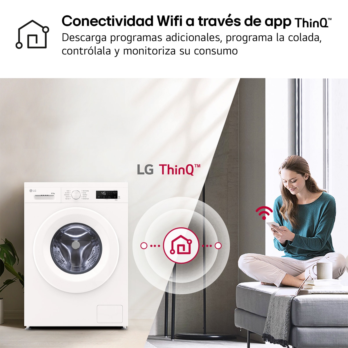 Lavadora secadora LG 8 kg / 1.400 rpm  - W4X1085NWH Blanco-8