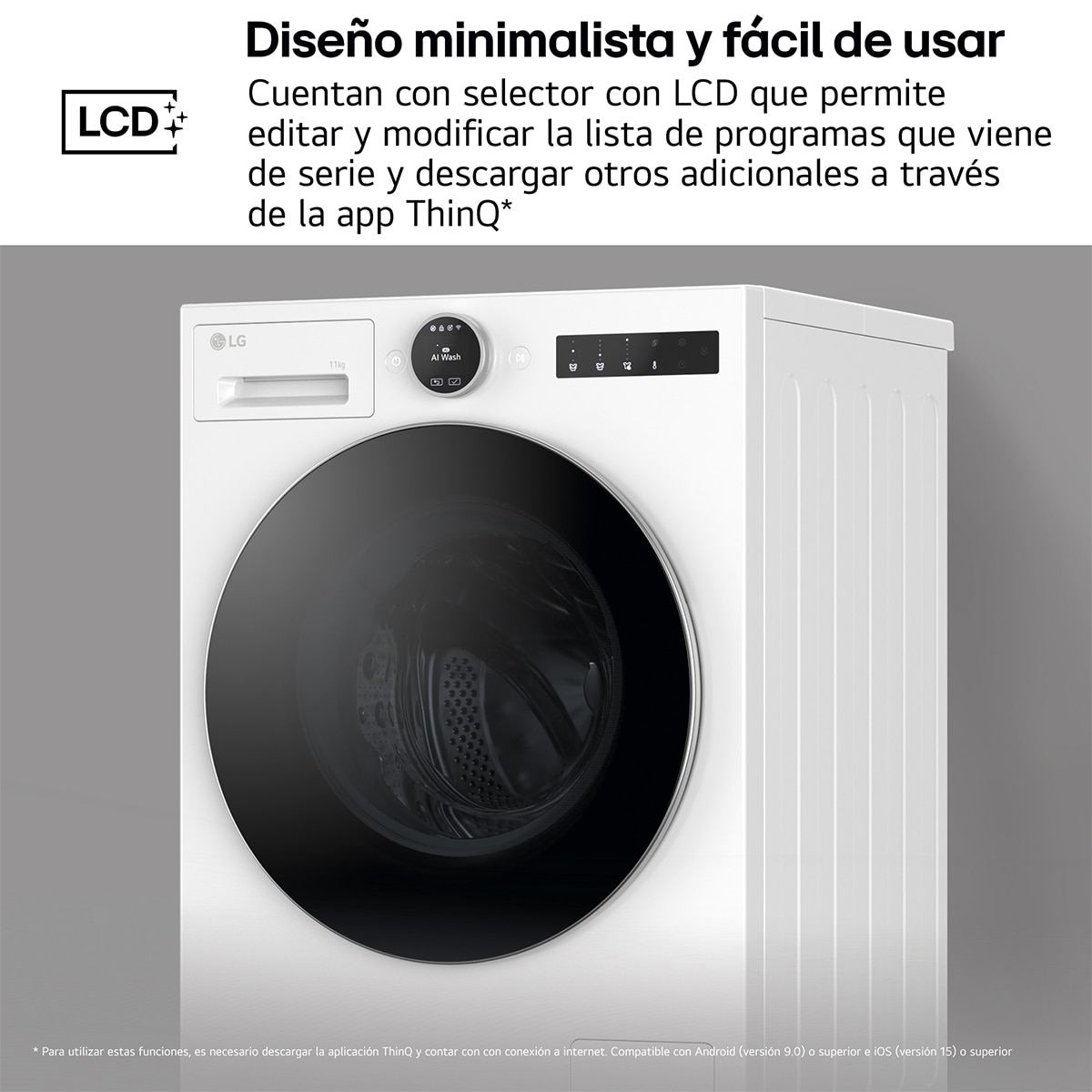 Lavadora LG, Inteligente, AI Direct Drive, TurboWash 360º, 11kg / 1.400rpm, Serie 700 - F4X7011TWS Blanco-11