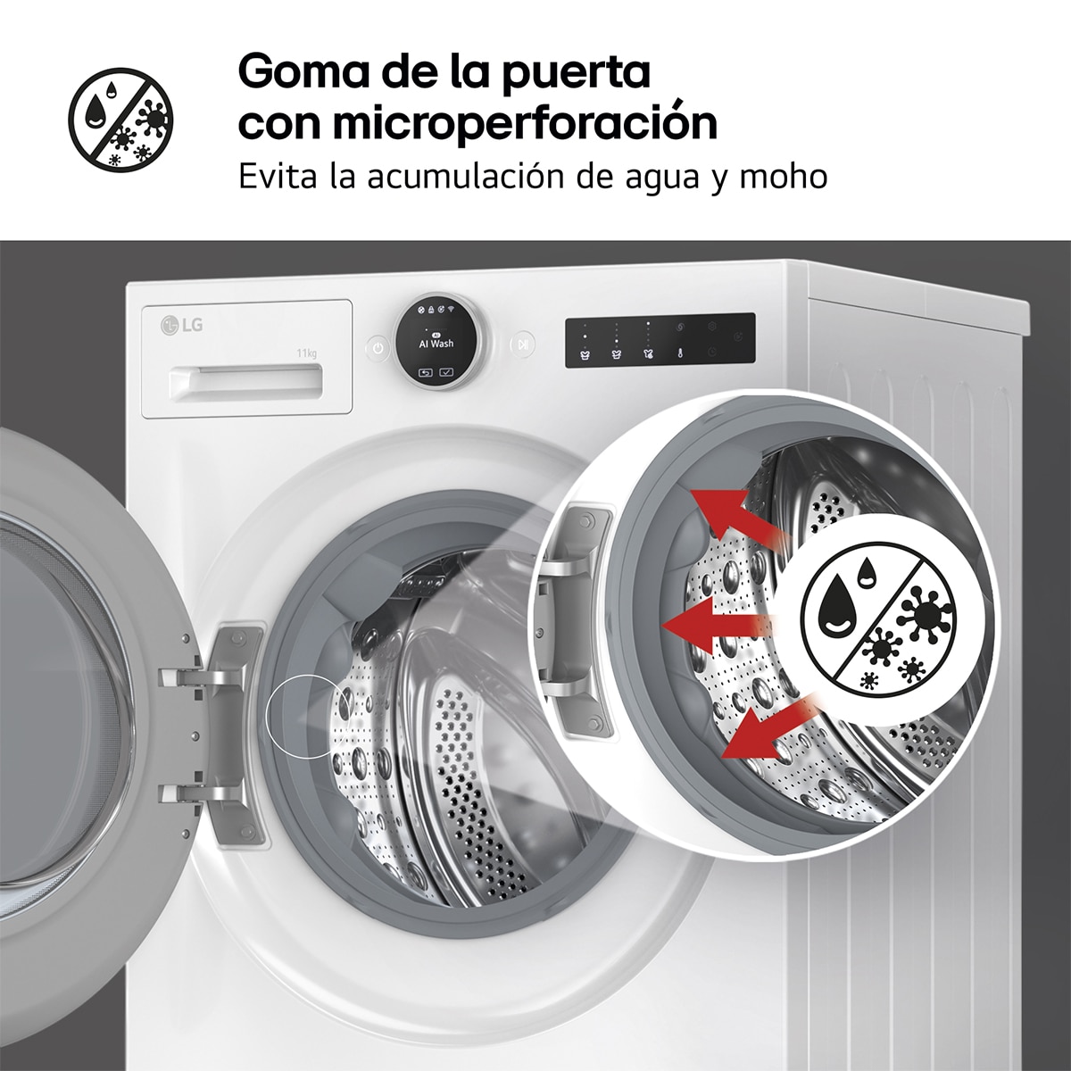 Lavadora LG, Inteligente, AI Direct Drive, TurboWash 360º, 11kg / 1.400rpm, Serie 700 - F4X7011TWS Blanco-12