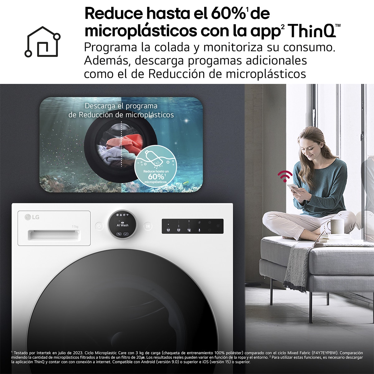 Lavadora LG, Inteligente, AI Direct Drive, TurboWash 360º, 11kg / 1.400rpm, Serie 700 - F4X7011TWS Blanco-13