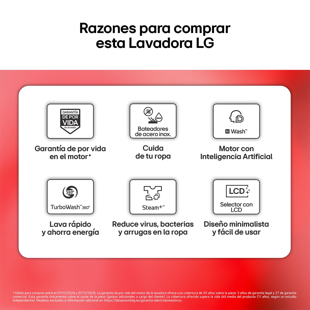 Lavadora LG, Inteligente, AI Direct Drive, TurboWash 360º, 9kg / 1.400rpm, Serie 700 - F4X7009TBB Negro mate-4