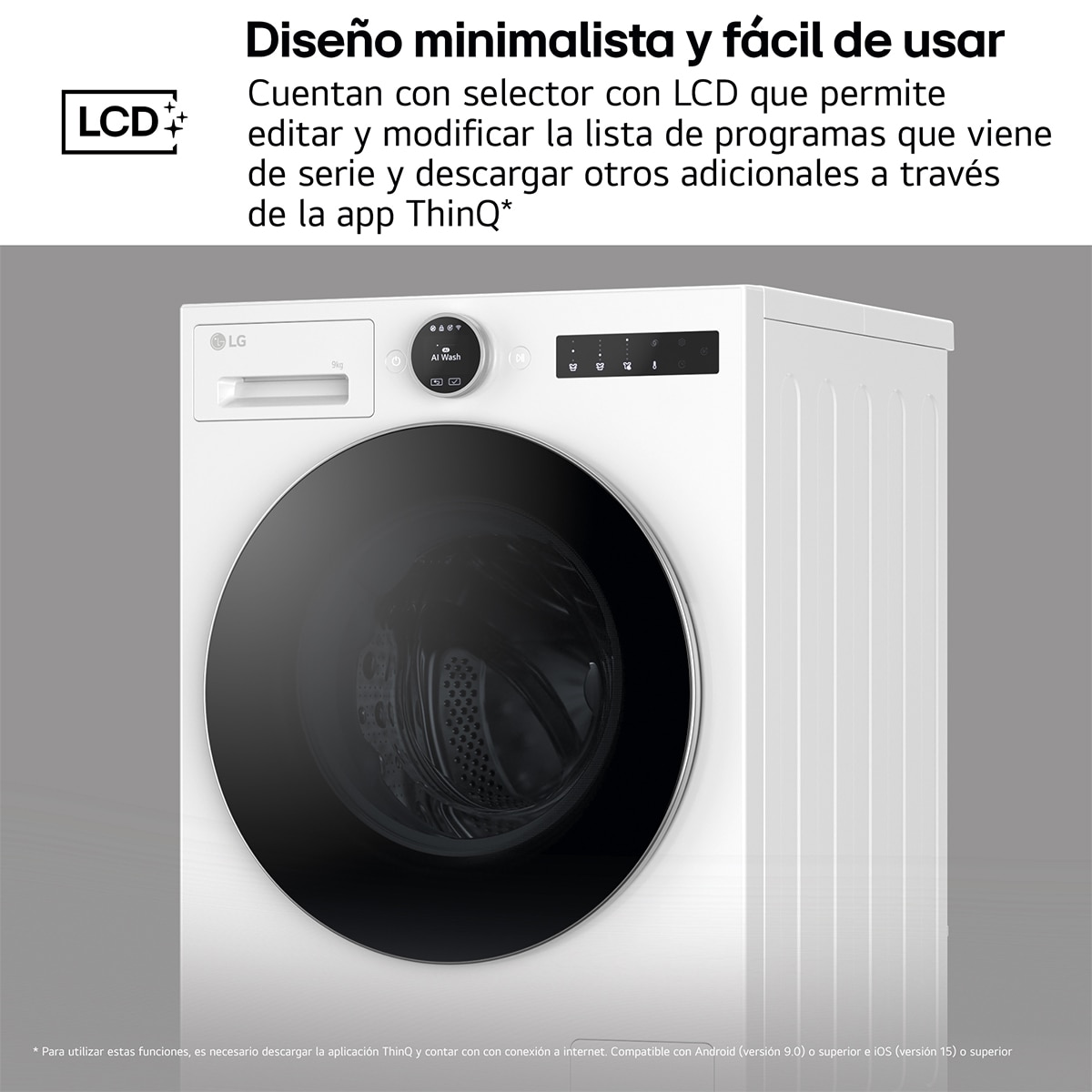 Lavadora LG, Inteligente, AI Direct Drive, TurboWash 360º, 9kg / 1.400rpm, Serie 700 - F4X7009TWS Blanco-11