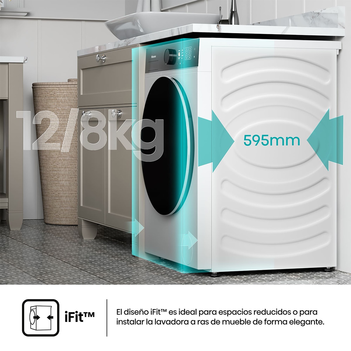 Imagen 7 de Lavadora secadora Hisense 12 kg/1.400 rpm, Función vapor - WD5i1245BWR - Blanco Blanco