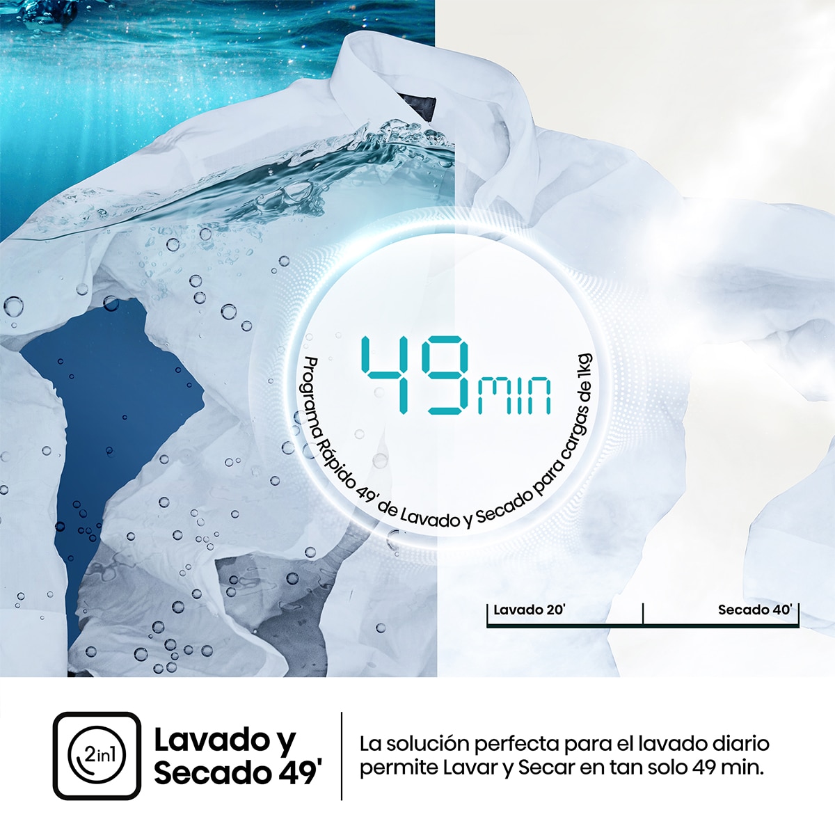 Lavadora secadora Hisense 8 kg/1.400 rpm, Función Vapor - WD5I8043BWF Blanco-9