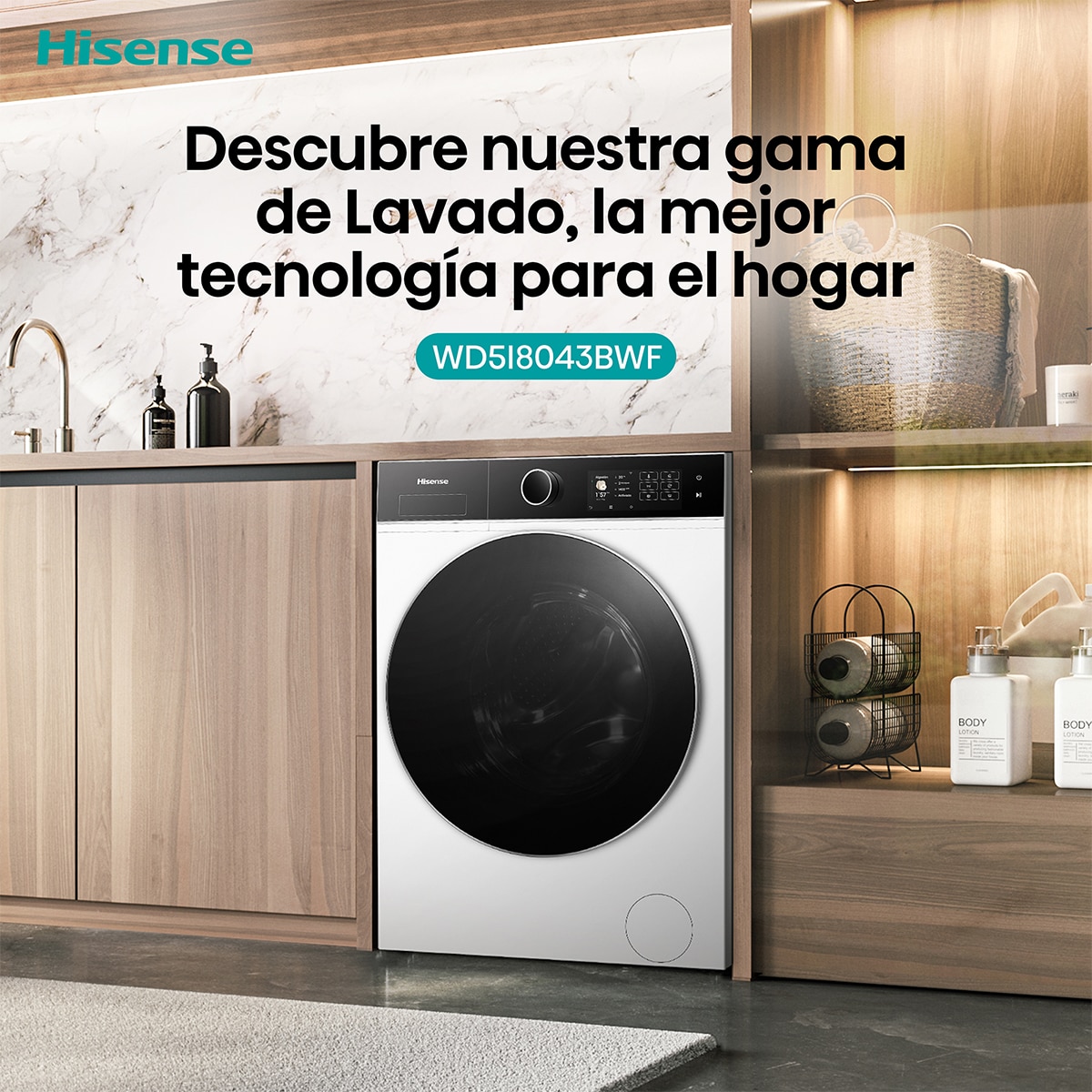 Lavadora secadora Hisense 8 kg/1.400 rpm, Función Vapor - WD5I8043BWF Blanco-15