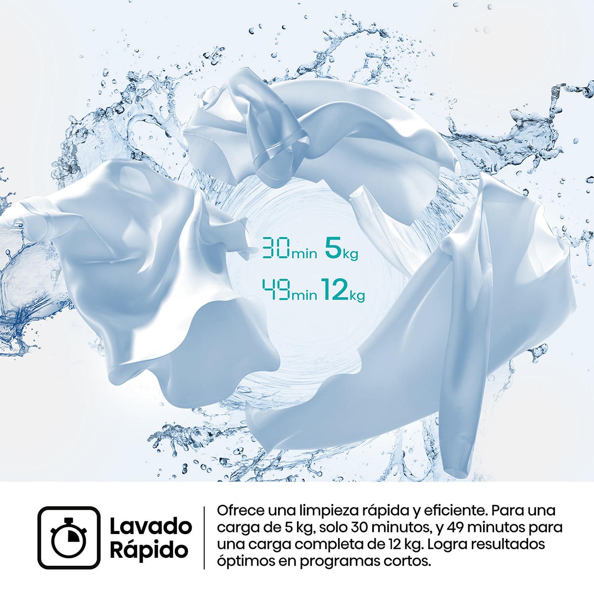 Lavadora Hisense 8 kg/1.400 rpm, Función Vapor - WF5I8043BWF Blanco-9