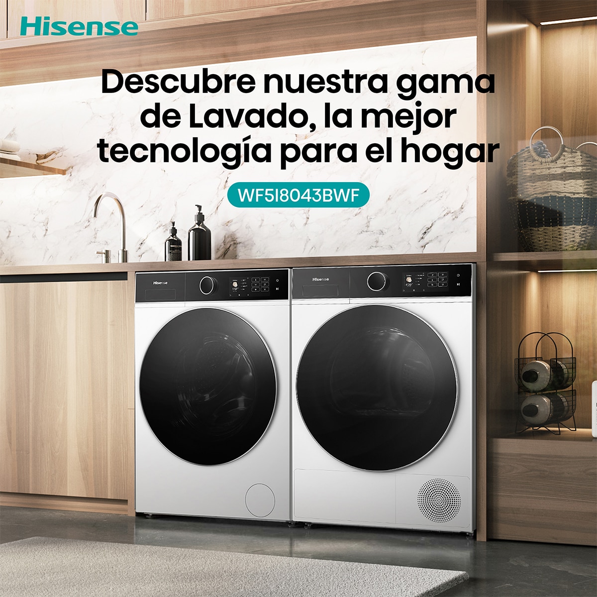 Lavadora Hisense 8 kg/1.400 rpm, Función Vapor - WF5I8043BWF Blanco-15