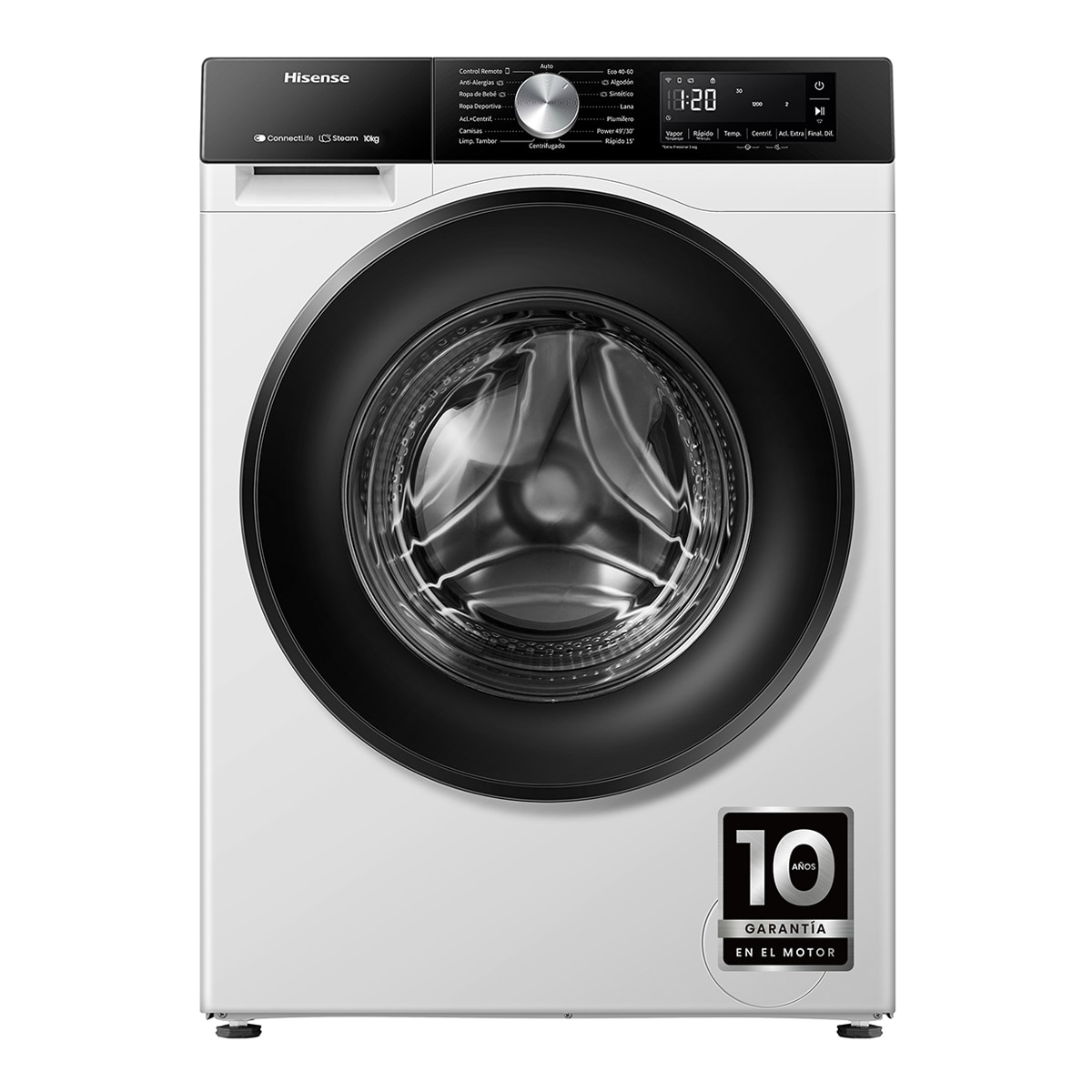 Imagen 0 de Lavadora Hisense 10 Kg/1.400 rpm, Función Vapor - WF3S1043BW1