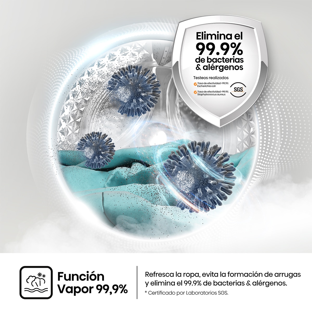 Lavadora Hisense 10 Kg/1.400 rpm, Función Vapor - WF3S1043BW1 Blanco-7