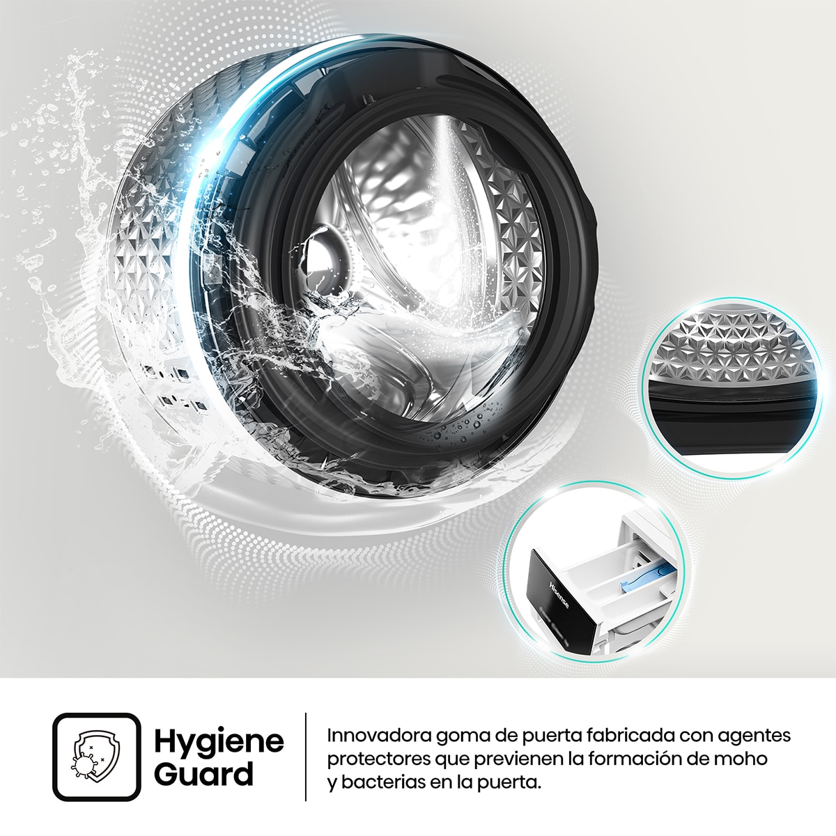 Lavadora Hisense 10 Kg/1.400 rpm, Función Vapor - WF3S1043BW1 Blanco-8
