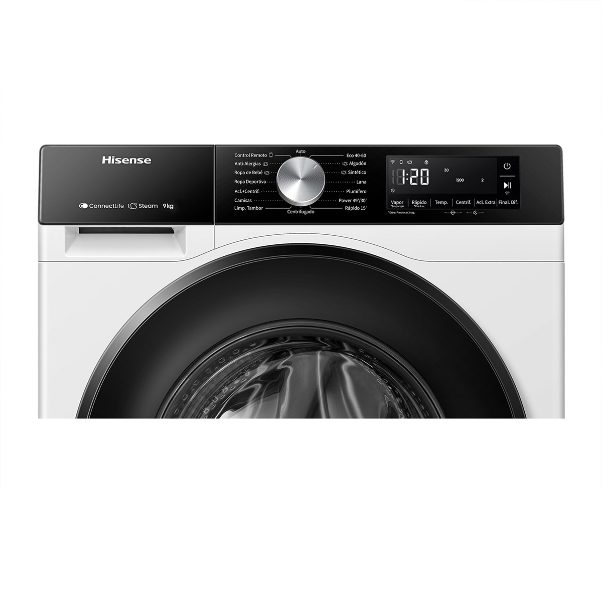 Lavadora Hisense 9 Kg/1.400 rpm, Función Vapor - WF3S9043BW1 Blanco-12