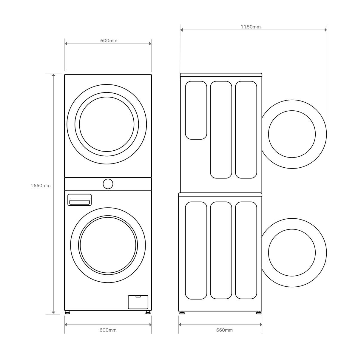 Torre de lavado y secado LG 12 kg(lavadora) /10 kg (secadora) / 1400 rpm  con AI Direct DriveTM - WT1210WWF Blanco-2