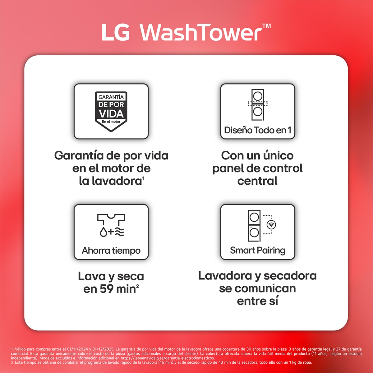 Torre de lavado y secado LG 12 kg(lavadora) /10 kg (secadora) / 1400 rpm  con AI Direct DriveTM - WT1210WWF Blanco-3