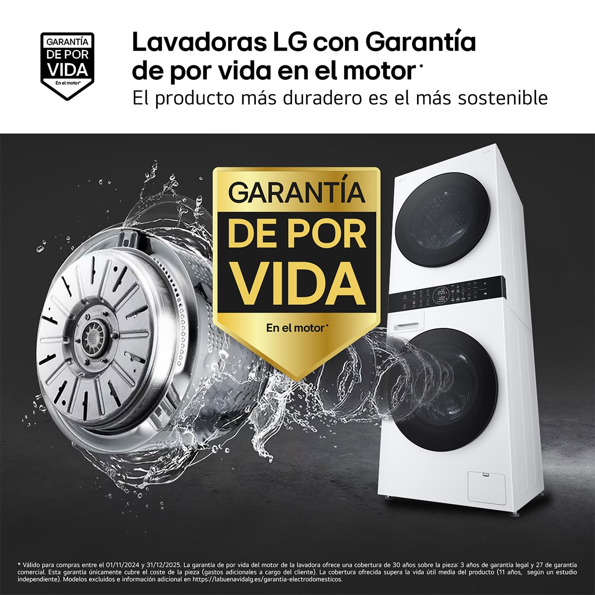 Torre de lavado y secado LG 12 kg(lavadora) /10 kg (secadora) / 1400 rpm  con AI Direct DriveTM - WT1210WWF Blanco-4