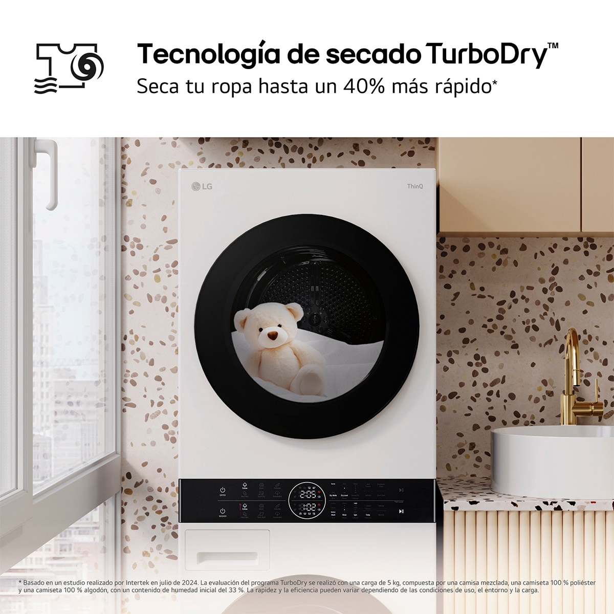 Torre de lavado y secado LG 12 kg(lavadora) /10 kg (secadora) / 1400 rpm  con AI Direct DriveTM - WT1210WWF Blanco-12