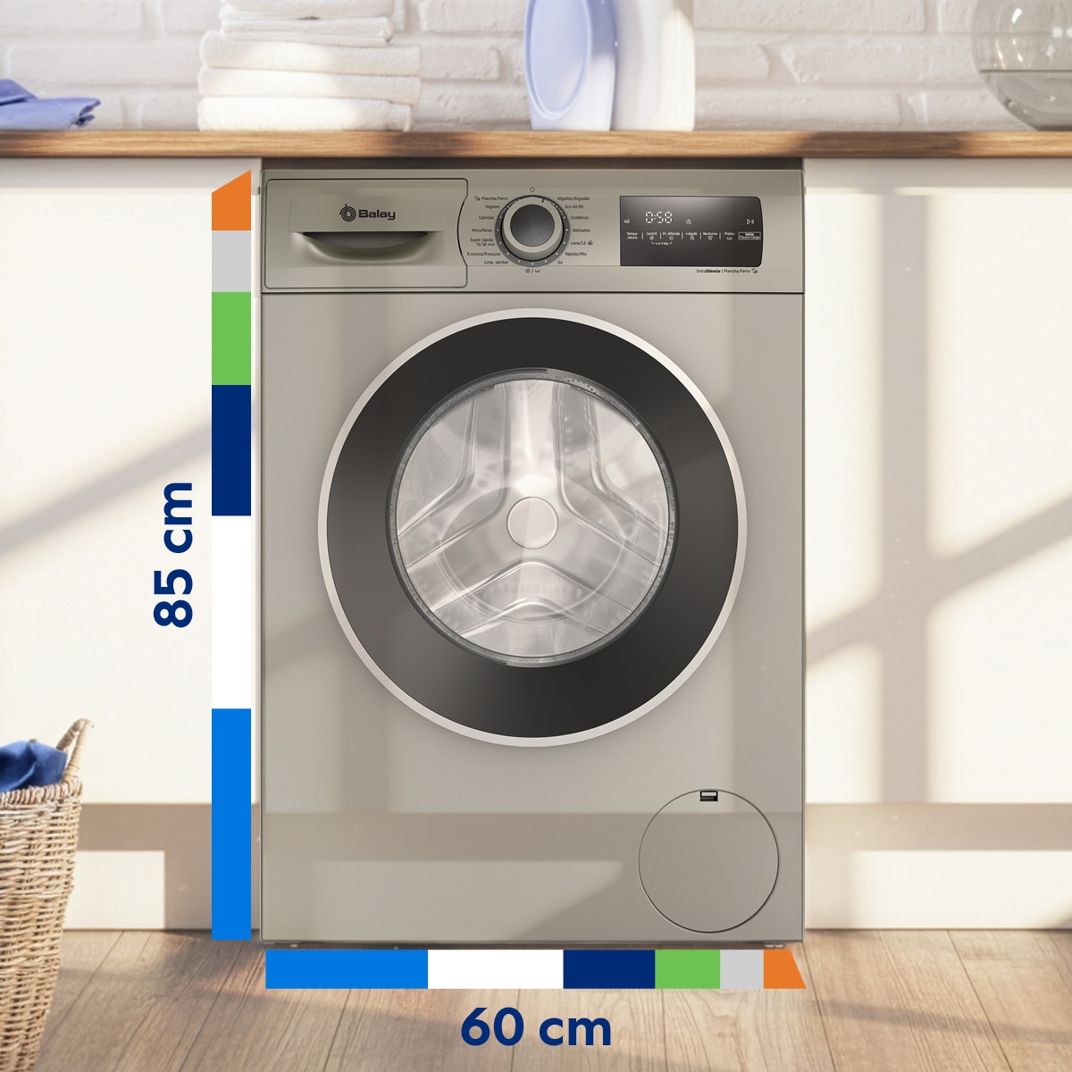 Lavadora Balay 8 Kg / 1.200 rpm, Programa Plancha, ExtraSilencio - 3TS382X Acero mate antihuellas-3
