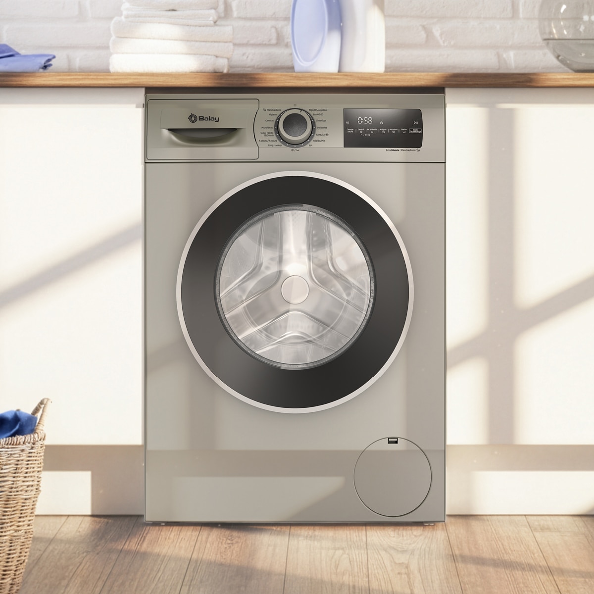 Lavadora Balay 8 Kg / 1.200 rpm, Programa Plancha, ExtraSilencio - 3TS382X Acero mate antihuellas-14