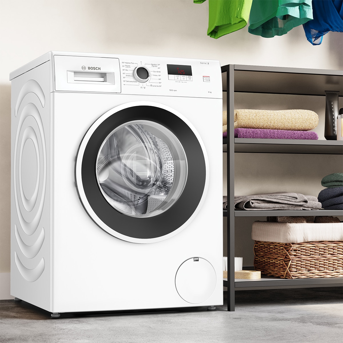 Lavadora  Bosch  8 kg/ 1.200 rpm, Silenciosa - WGE03200ES Blanco-3