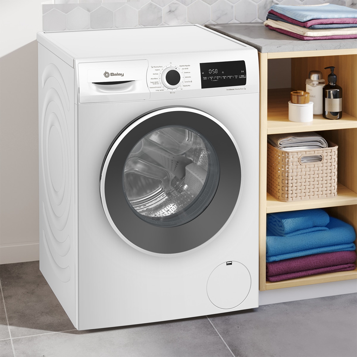 Lavadora Balay 8 Kg / 1.400 rpm, Programa Plancha, ExtraSilencio - 3TS385B Blanco-2