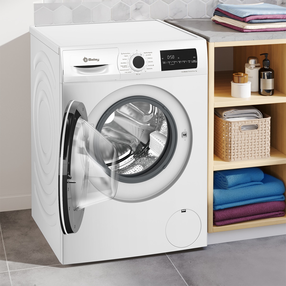 Lavadora Balay 8 Kg / 1.400 rpm, Programa Plancha, ExtraSilencio - 3TS385B Blanco-3