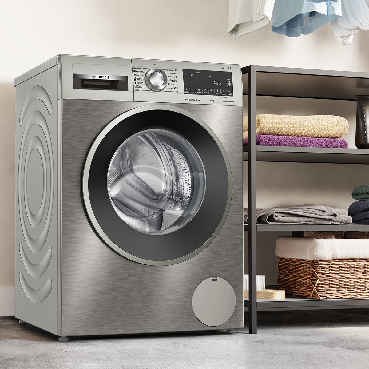 Lavadora Bosch 10 kg / 1.600 rpm, Iron Assist - WGG256ZAES Acero antihuellas-5
