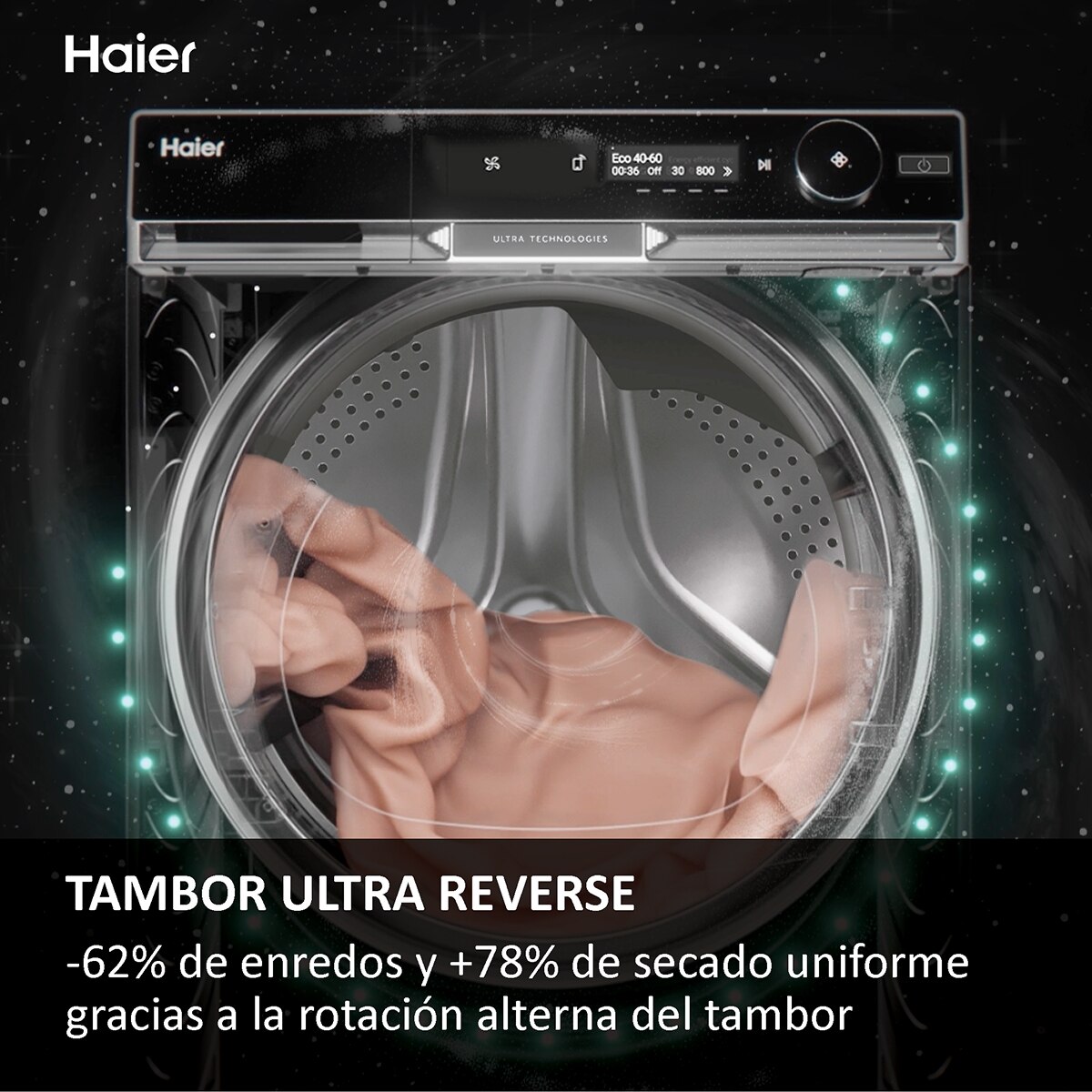 Lavadora Secadora Haier 12 kg /1600 rpm, Motor Direct Motion, X11 Series - HWD120BD16397EUS Blanco-9