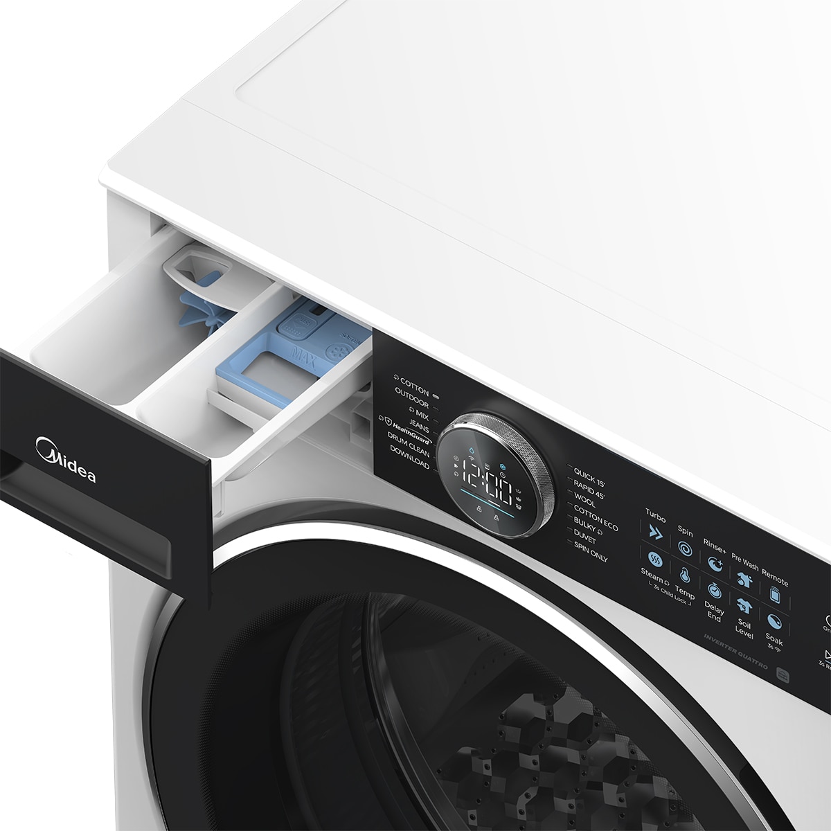 Lavadora Midea 8 Kg / 1.400 rpm, Vapor - MF210W80BA20/W-ES Blanco-15