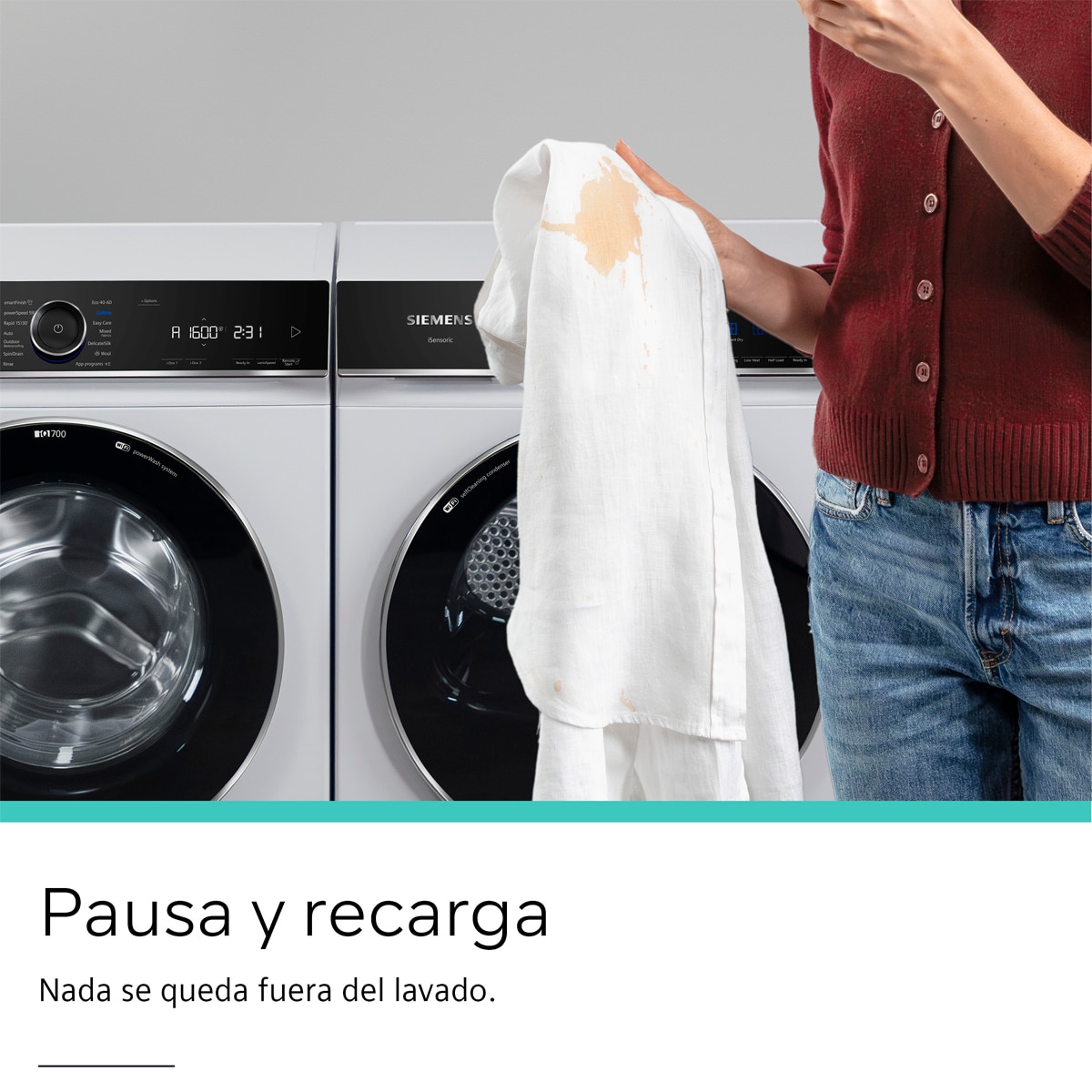 Lavadora Siemens iQ500 10 kg/1.600 rpm, SmartFinish, AntiManchas - WG56G2Z1ES Blanco-10
