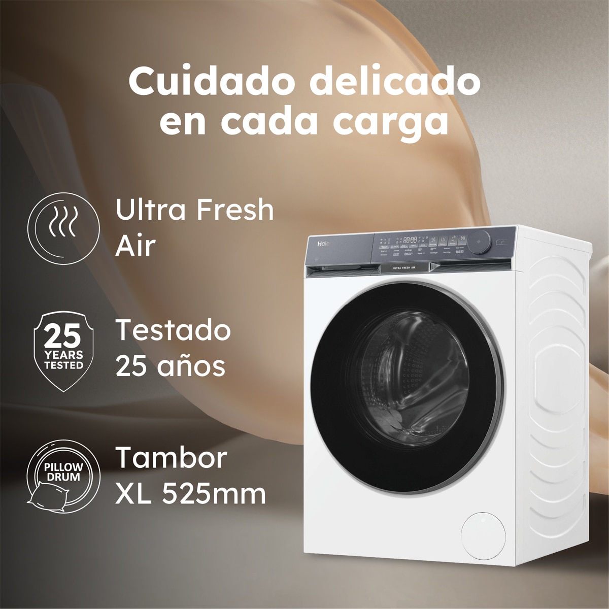 Lavadora Haier 9kg /1400 rpm, Motor Direct Motion, X9 - HW90-B14387U1-IB Blanco-4