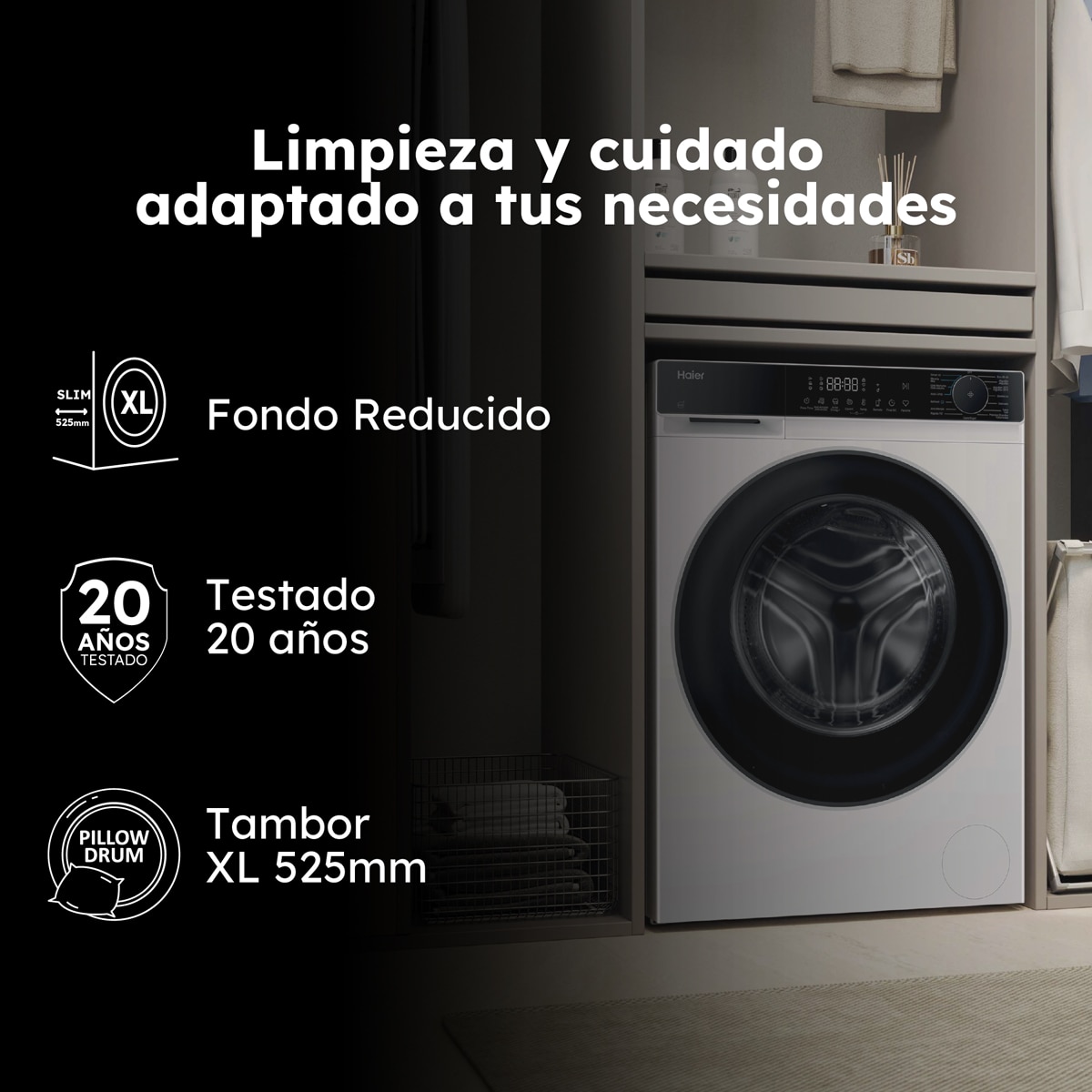 Lavadora secadora Haier 8kg /1400 rpm, Motor Inverter, X5 Series - HWD80BP14357TUIB Blanco-5