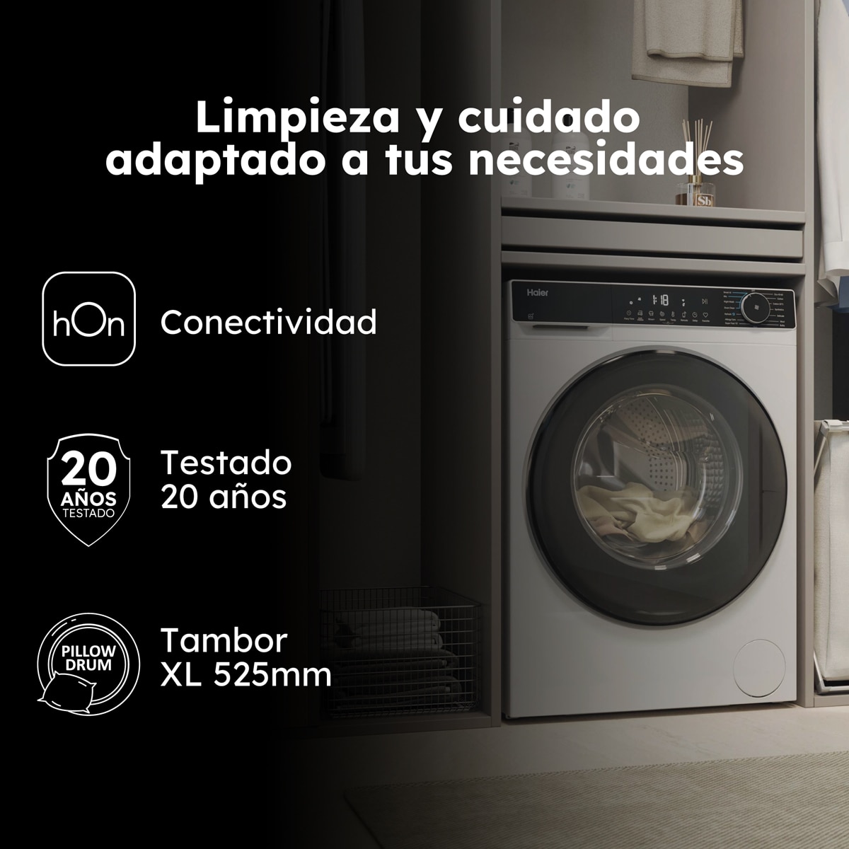 Lavadora secadora Haier 10kg /1600 rpm, Motor Inverter, X5 Series - HWD100-BP16357US Blanco-5