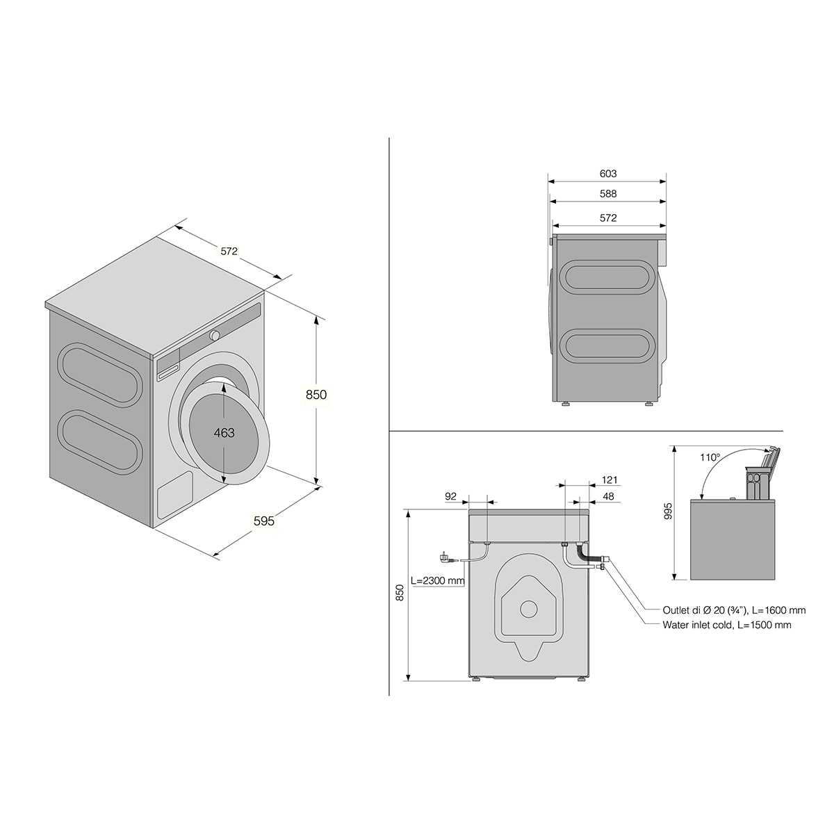 Lavadora Asko 9 Kg / 1.600 rpm, 4 Amortiguadores, Dosificación Automática - W5096RT Titanio-3