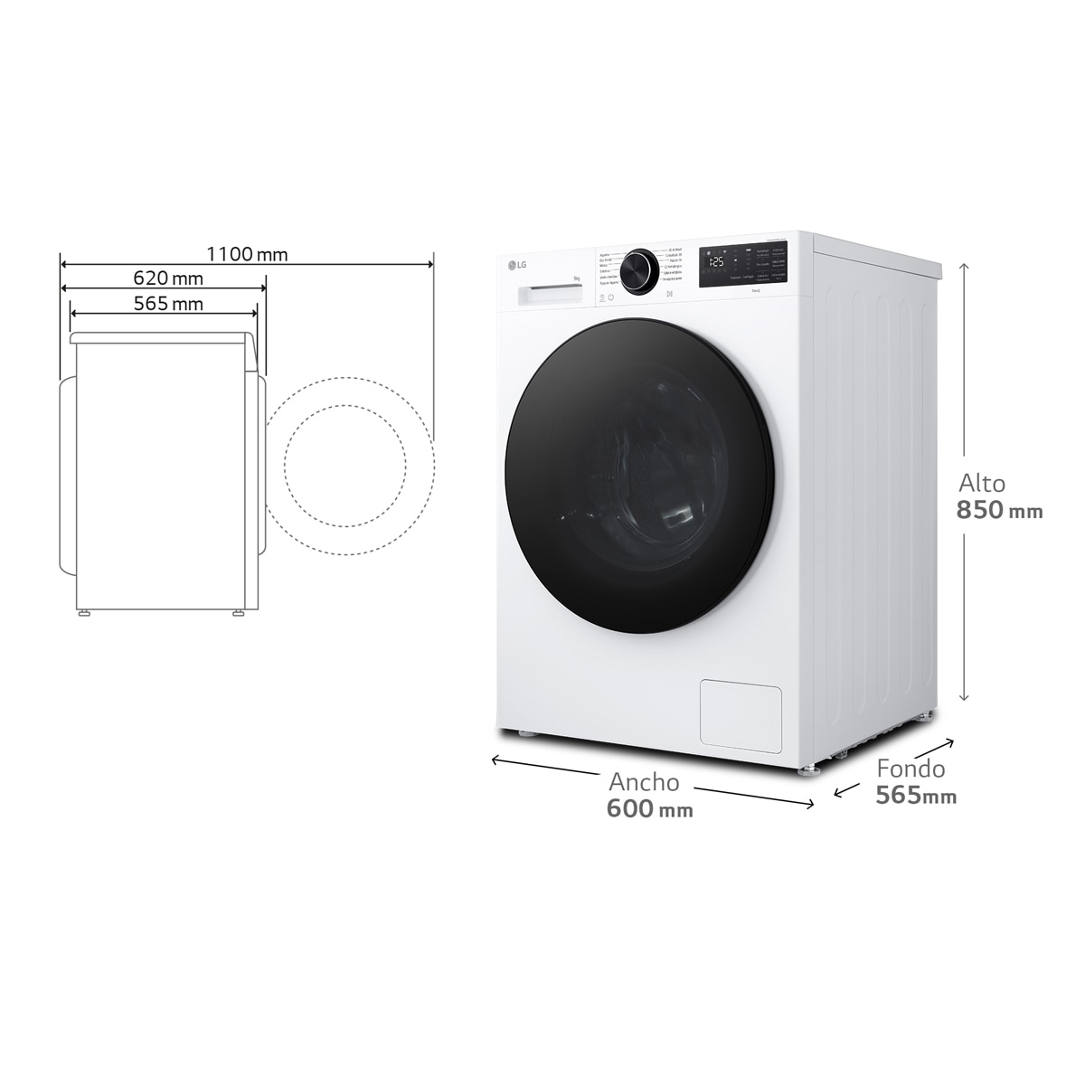 Lavadora Inteligente LG, AI Direct Drive, TurboWash 360º, 9kg /1400rpm, Serie 500 - LG F4X5009TLB Acero grafito antihuellas-2