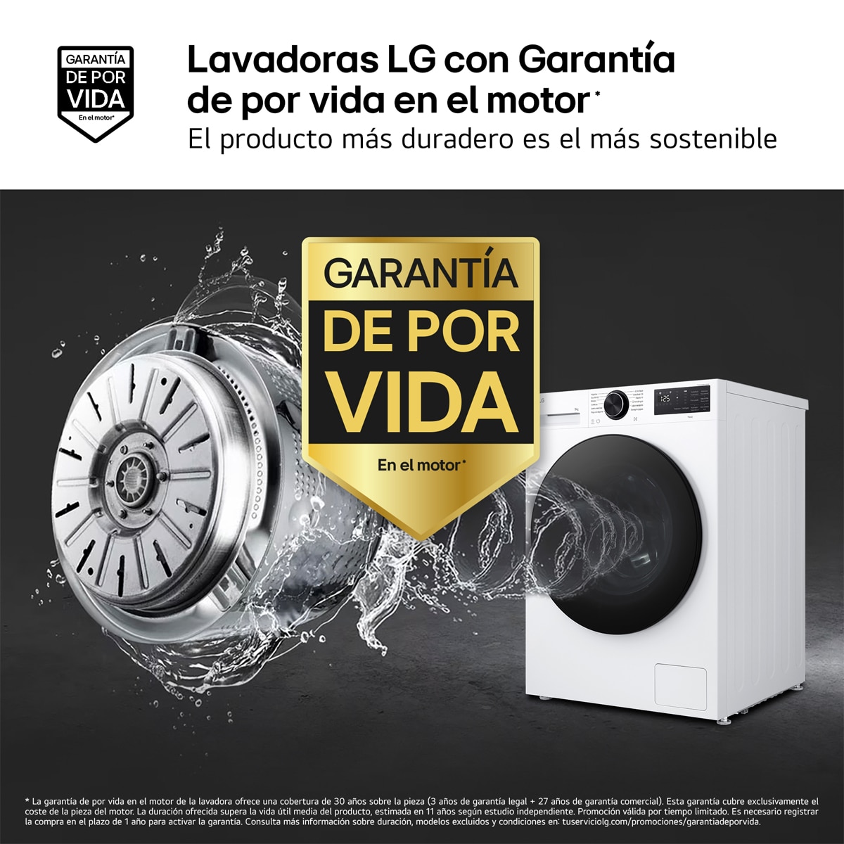 Lavadora Inteligente LG, AI Direct Drive, TurboWash 360º, 9kg /1400rpm, Serie 500 - LG F4X5009TLB Acero grafito antihuellas-4