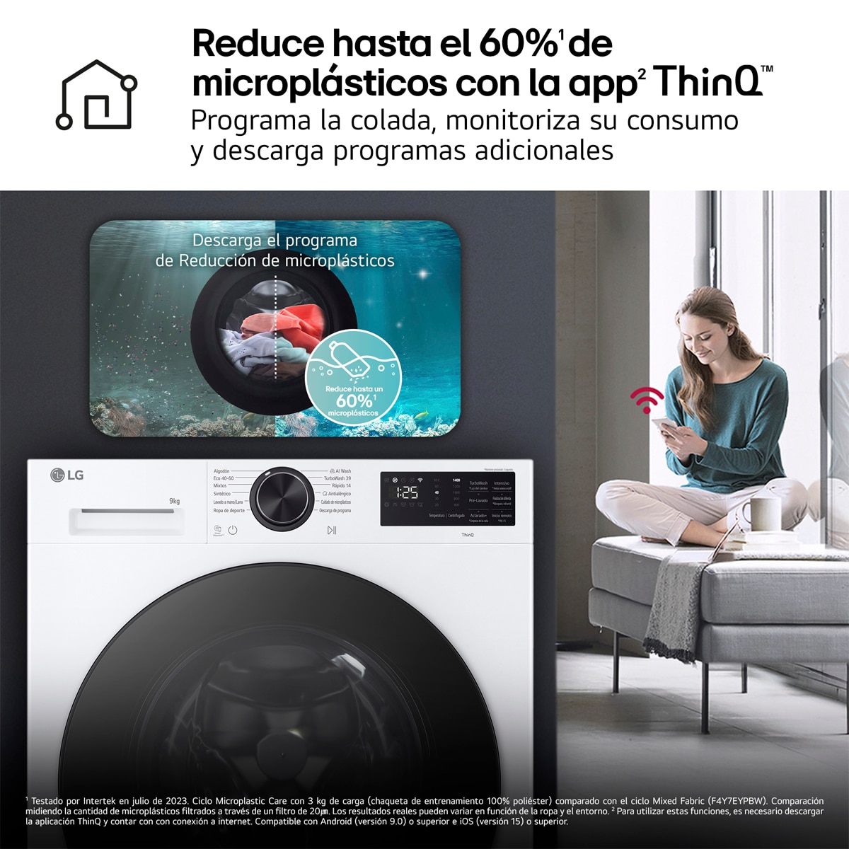 Lavadora Inteligente LG, AI Direct Drive, TurboWash 360º, 9kg /1400rpm, Serie 500 - LG F4X5009TLB Acero grafito antihuellas-12