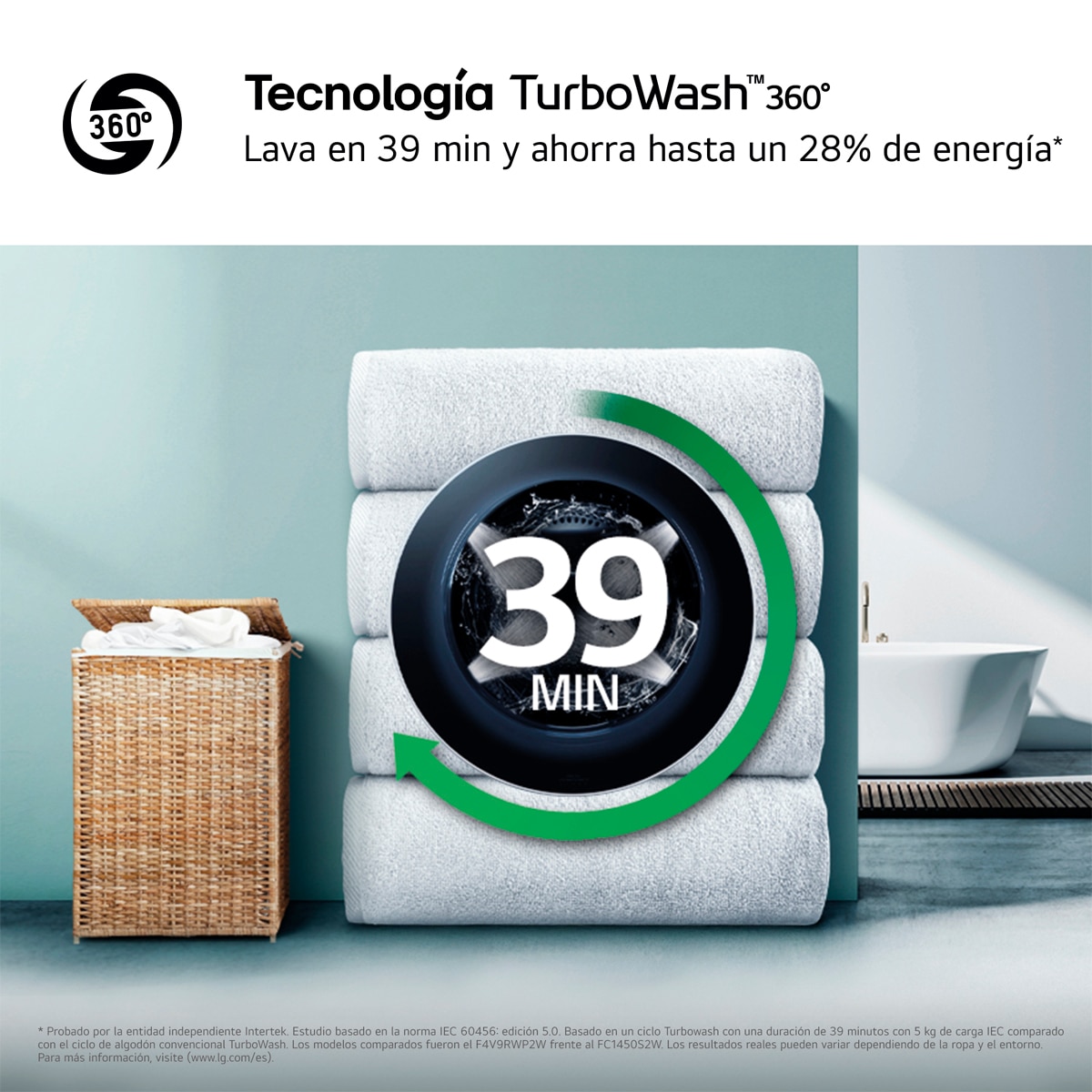 Lavadora Inteligente LG, AI Direct Drive, TurboWash 360º, 8kg / 1200rpm, Serie 500 - F2X50S8TLB Blanco-8