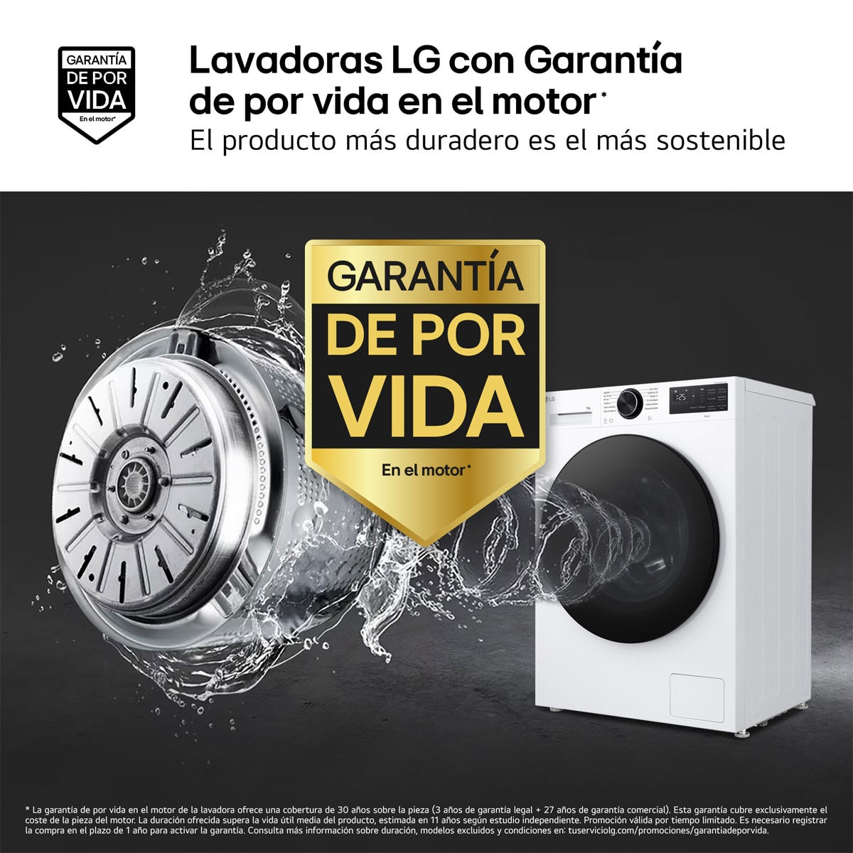 Lavadora Inteligente LG, AI Direct Drive, TurboWash 360º, 9kg /1200rpm, Serie 500 - F2X50S9TLB Blanco-4