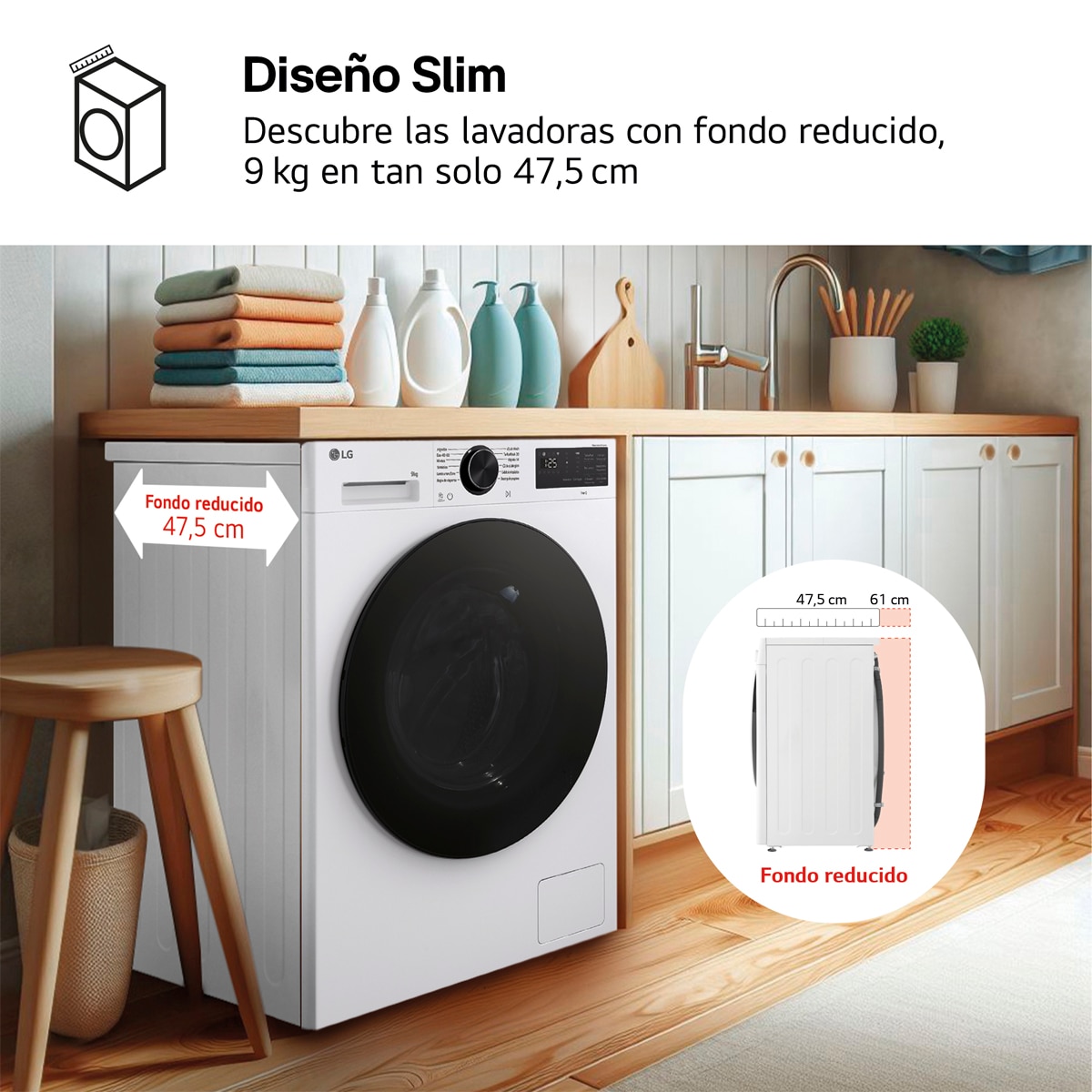 Lavadora Inteligente LG, AI Direct Drive, TurboWash 360º, 9kg /1200rpm, Serie 500 - F2X50S9TLB Blanco-12