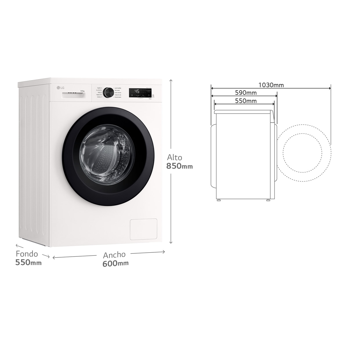 Lavadora secadora LG , 9 Kg lavado,5kg secado / 1400rpm,  InverterDirect Drive, 6 Motion Serie 140 - W4X1095NWK Blanco-2