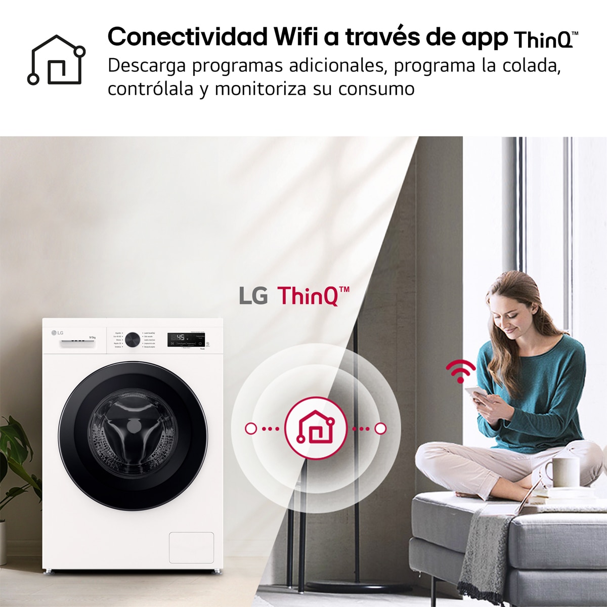 Lavadora secadora LG , 9 Kg lavado,5kg secado / 1400rpm,  InverterDirect Drive, 6 Motion Serie 140 - W4X1095NWK Blanco-8
