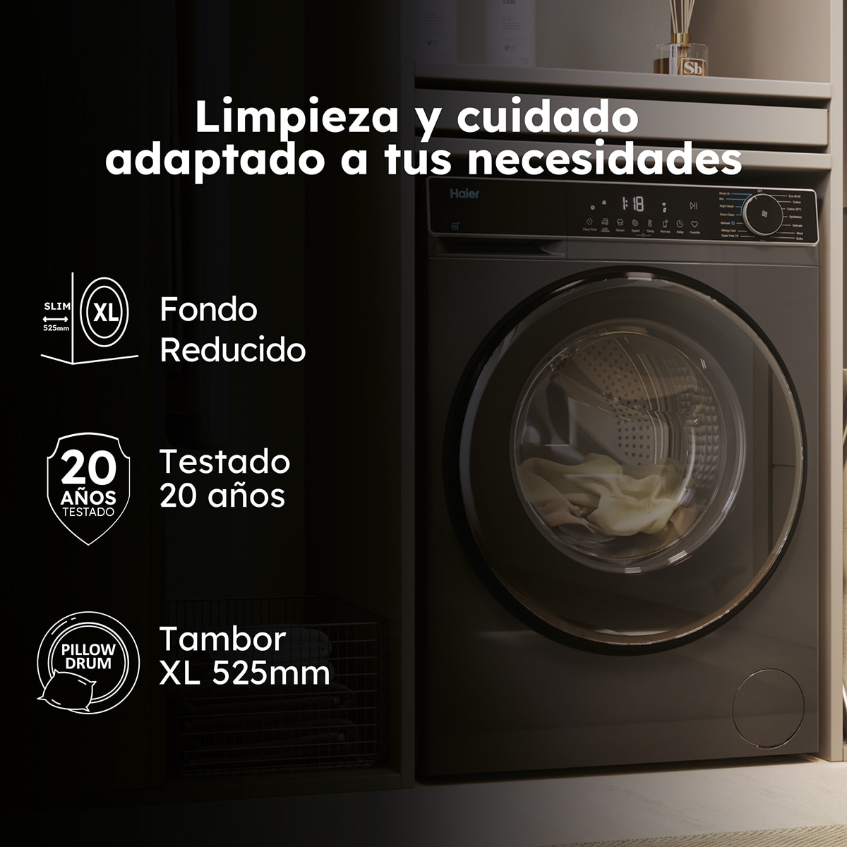 Lavadora Haier 8kg /1400 rpm, Motor Inverter, X 5 - HW80BP14357GTUIB Antracita-4