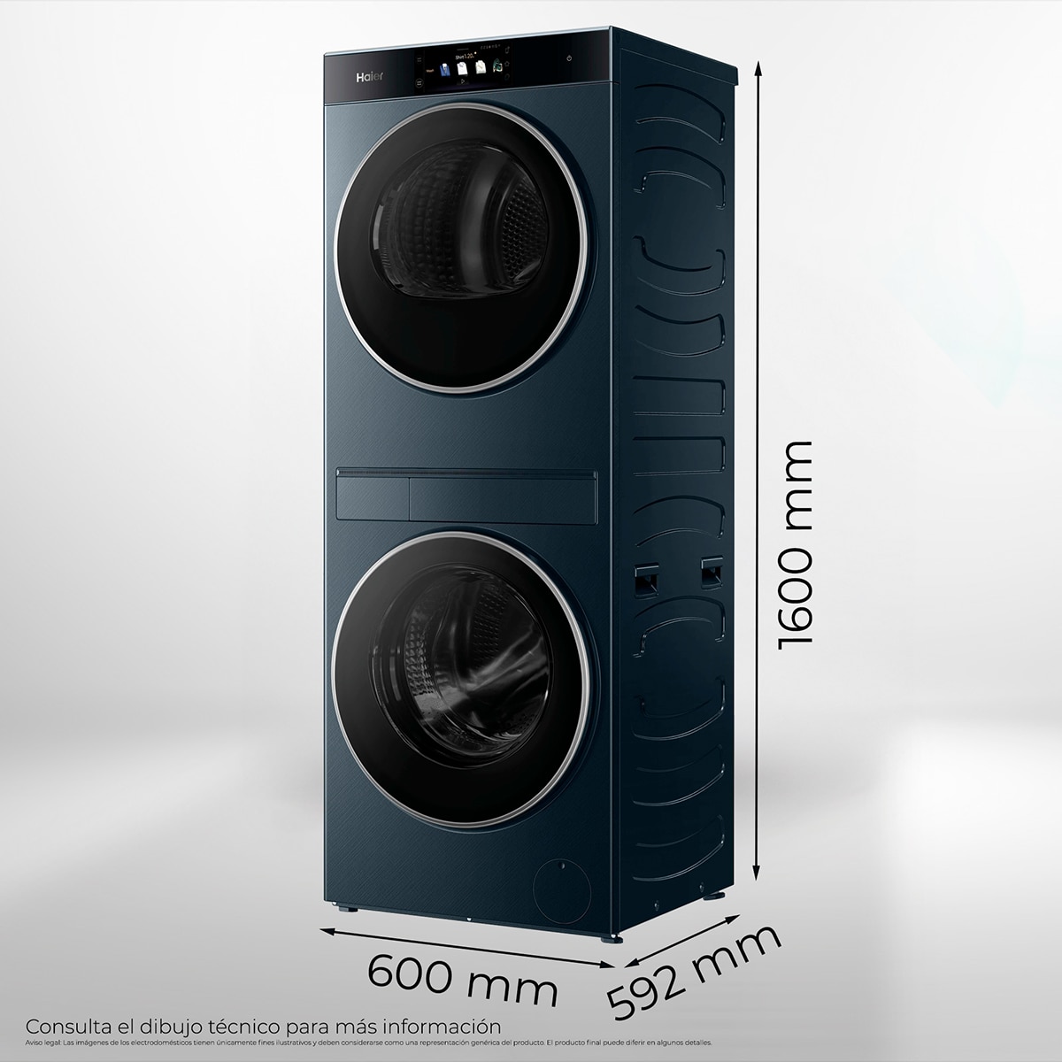 Torre de lavado y secado Haier 10kg/8kg 1400 rpm con IA, Motor Direct Motion y Bomba de Calor, Couture Care - CLC108-GNU1-S Antracita-2